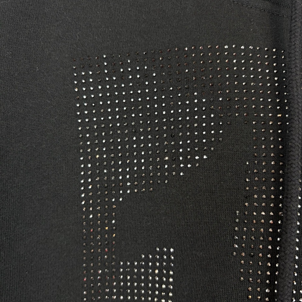 True Religion Hoodie Womens Medium Pullover Sweatshirt Black Bling Spellout - Picture 5 of 10